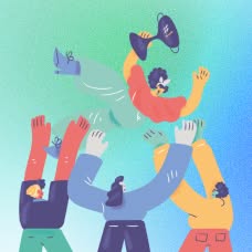 クラウドファンディング代行サービスのイメージ画像です。複数の人々が協力して資金調達を行う様子を表現しています。.