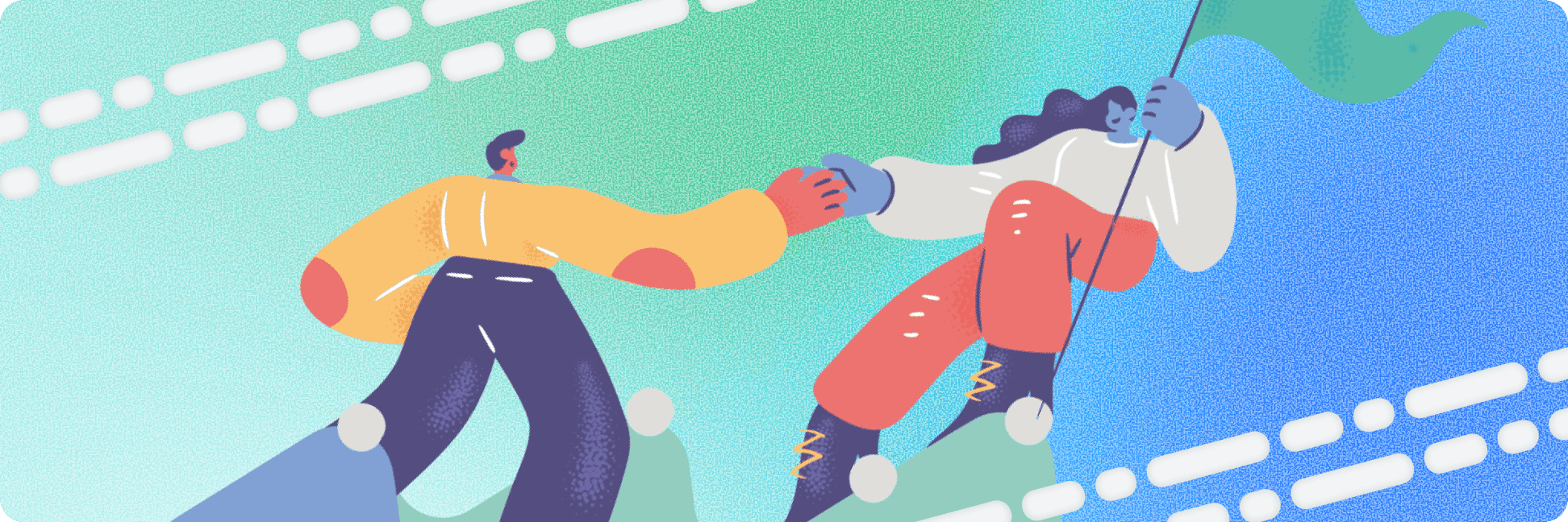 手を取り合う男女のイラスト