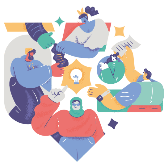 良いアイディアが浮かぶ男女のイラスト