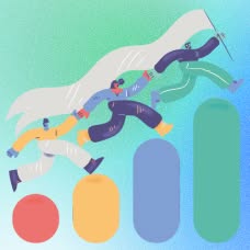 SEOコンサルティングを受けるビジネスマンのイラスト、成長を象徴するグラフとともに、デジタルマーケティングの専門サポートを表現しています。.