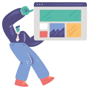 WEB広告運用に関するデジタルマーケティングのサポートを示すイラスト画像.